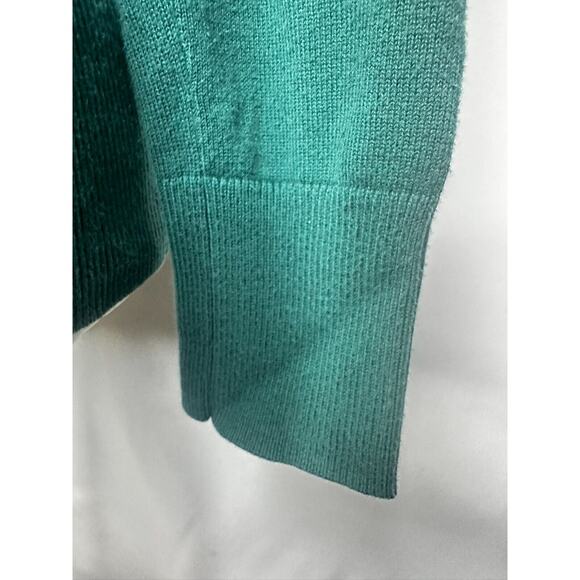 Tommy Hilfiger Sweater Small Petite Green Flag Logo V-Neck Pima Cotton - Picture 3 of 7